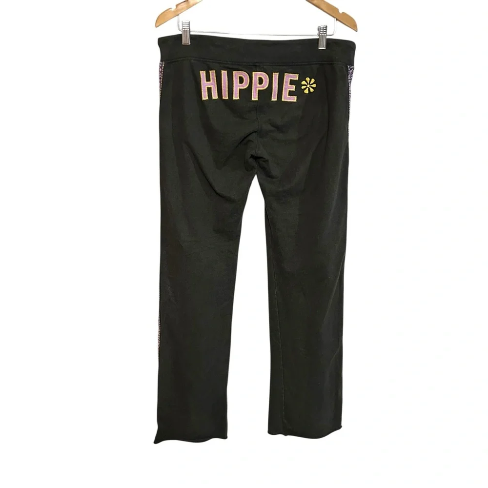 Lucky brand S-L sweatpants “hippie” butt embroidery side trim wide leg Y2K boho - Picture 3 of 16